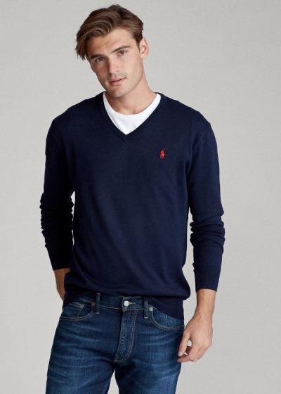 Sueter Polo Ralph Lauren Hombre Azul Marino - Cotton V-Neck - OELUN2498